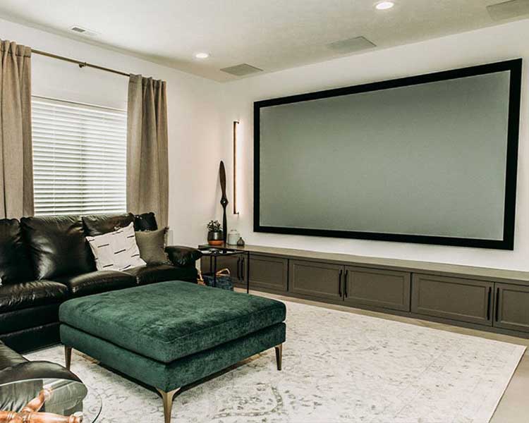 media projector in living room