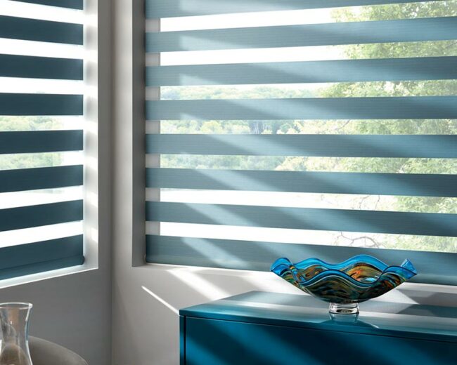 open blue banded shades