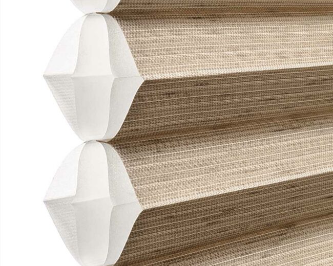 detail of beige cellular window shades