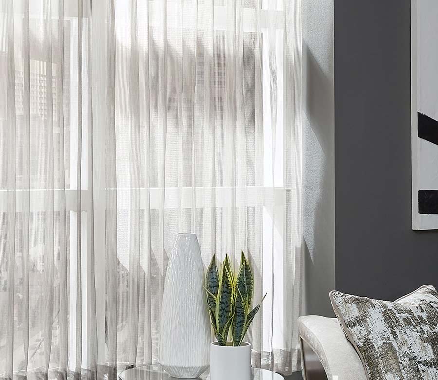 custom window treatments in sheer drapery panels